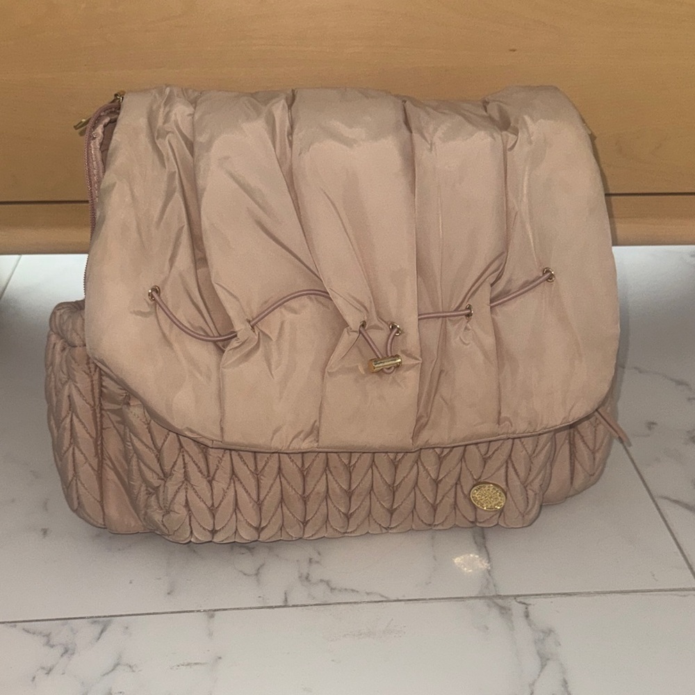 Chic Beige Quilted Baby Bag